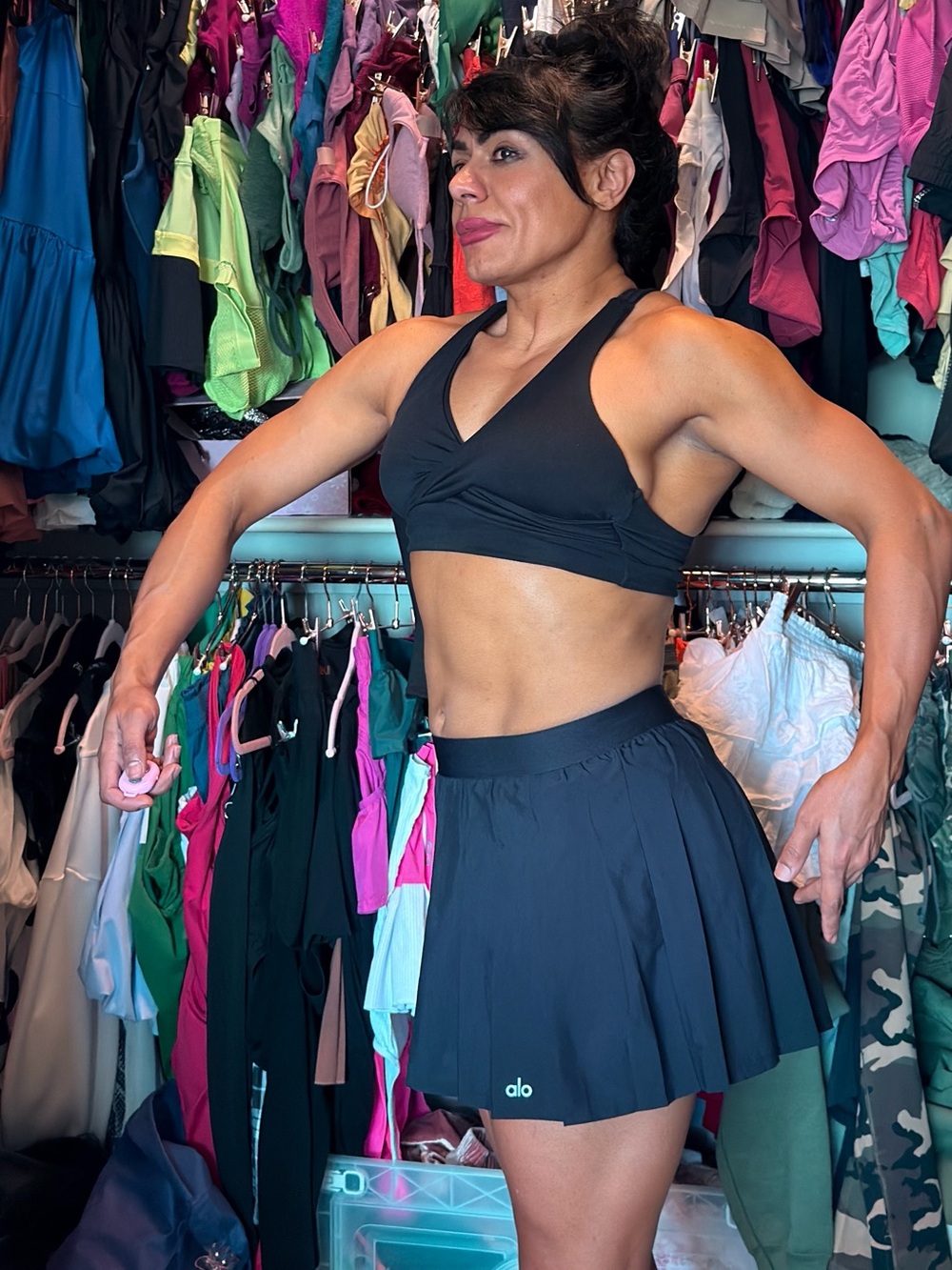 Bombshell Sportswear Black V-Neck Cross-Front Sports Bra - Picture 2 of 4